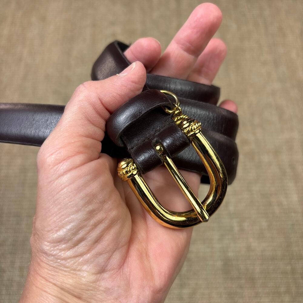 🤎✨ Jones New York Genuine Leather Belt | Large | Deep Burgundy Gold Buckle